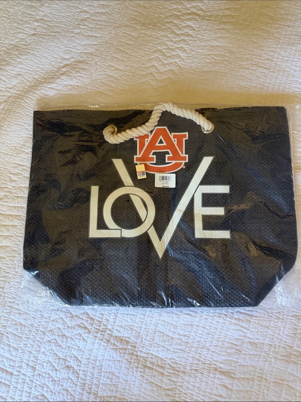Auburn Black LOVE Rope-Handle Tote
